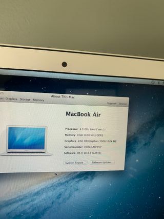 MacBook Air 4GB RAM 128GB SSD Sin cable