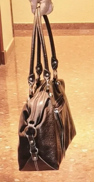 Bolso ante y piel marrón