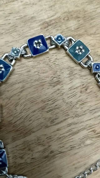 Bracciale bigiotteria blu e argento