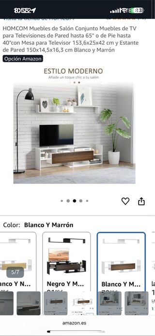 Mueble TV blanco y madera