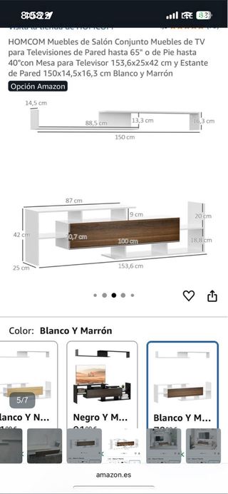 Mueble TV blanco y madera