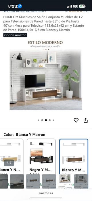 Mueble TV blanco y madera