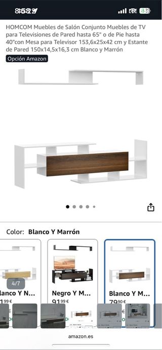 Mueble TV blanco y madera