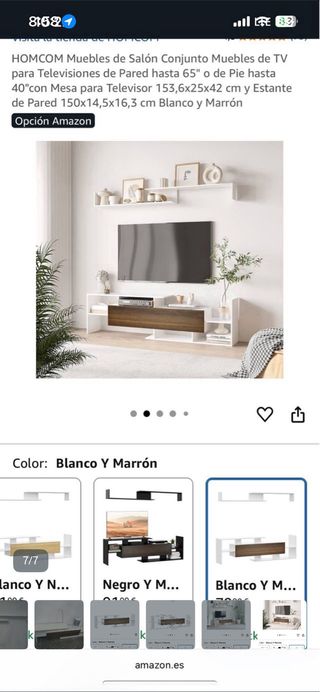 Mueble TV blanco y madera