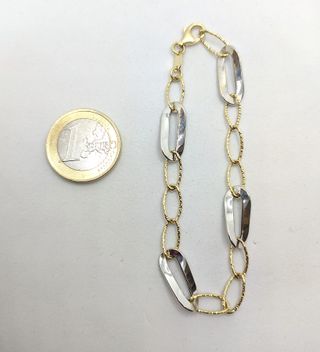 Pulsera Alterna oro combinado 18k, 3.46g, 18.5cm.