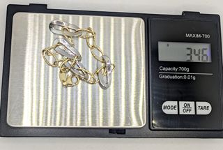 Pulsera Alterna oro combinado 18k, 3.46g, 18.5cm.