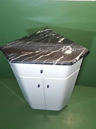 Mueble de baño rincón lacado mármol