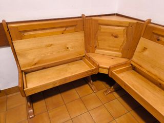 Bancada esquinera pino macizo con cajón