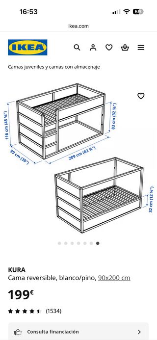 Cama alta KURA Ikea