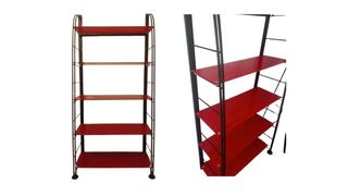 Estantería metálica negra con  5 baldas rojas