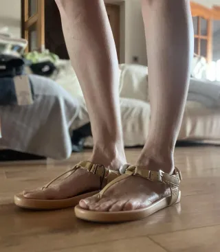 Sandalias Zara Beige/Dorado Talla 38