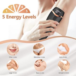 Depiladora Láser Luz Pulsada IPL Negra y Dorada