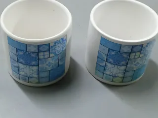 Maceta cerámica azul y blanca