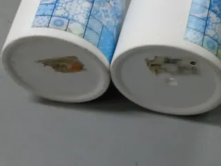 Maceta cerámica azul y blanca