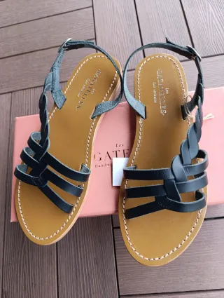 Sandalias Les Bagatelles Negras Piel