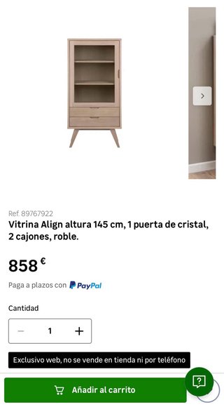 Vitrina de madera con puerta de cristal