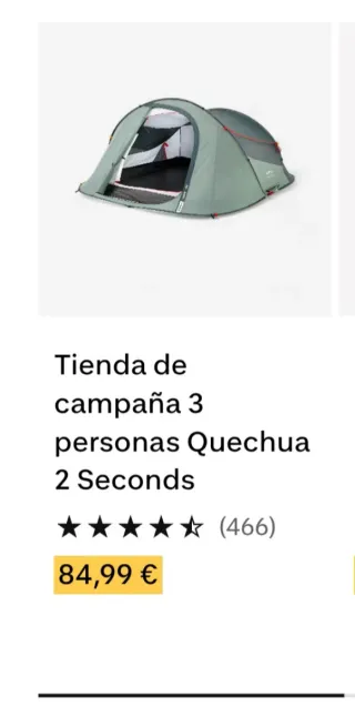 Tienda campaña Quechua 2 Seconds 3 personas NUEVA