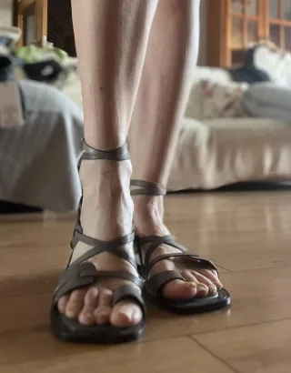 Sandalias Zara Piel Atadas Marrones