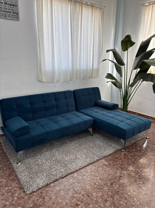 Sofá Cama Azul Terciopelo - envio gratis