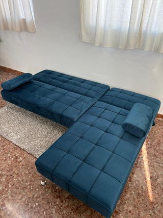 Sofá Cama Azul Terciopelo - envio gratis