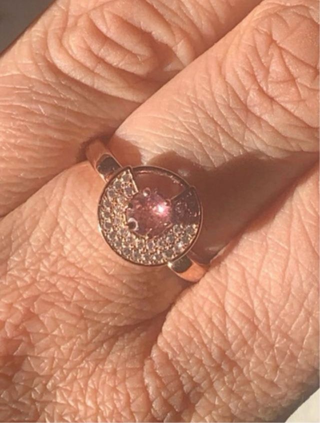 Anillo Antiestrés Turmalina Rosa