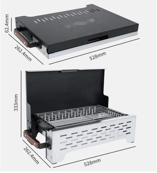Barbacoa Plegable Mesa Negra/Plata