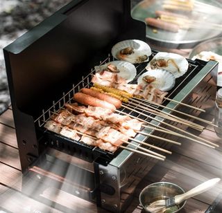 Barbacoa Plegable Mesa Negra/Plata