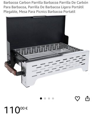 Barbacoa Plegable Mesa Negra/Plata