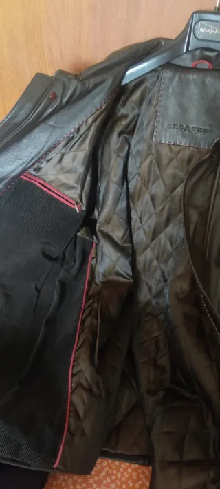 Chaquetón de cuero marrón caballero