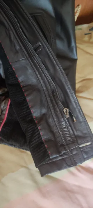 Chaquetón de cuero marrón caballero