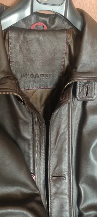 Chaquetón de cuero marrón caballero