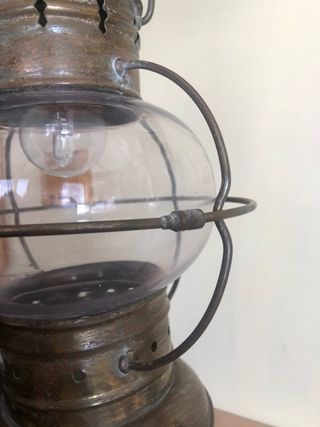 Farol náutico antiguo cobre y cristal tipo cebolla