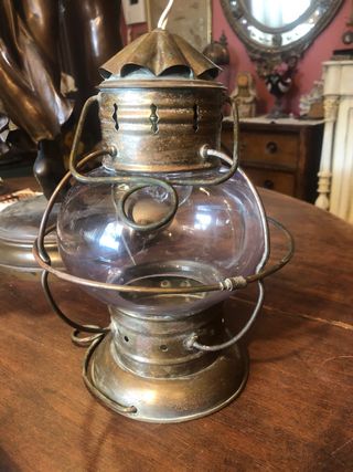 Farol náutico antiguo cobre y cristal tipo cebolla