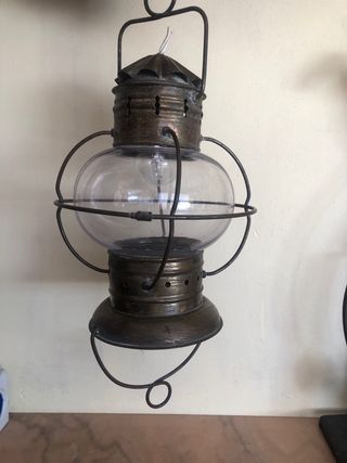 Farol náutico antiguo cobre y cristal tipo cebolla