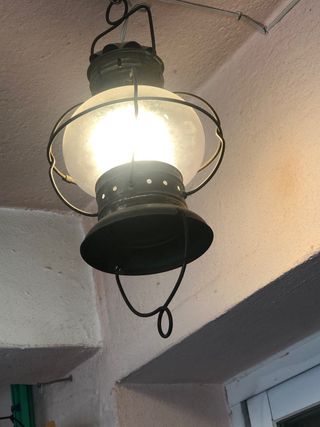 Farol náutico antiguo cobre y cristal tipo cebolla