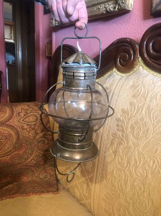Farol náutico antiguo cobre y cristal tipo cebolla