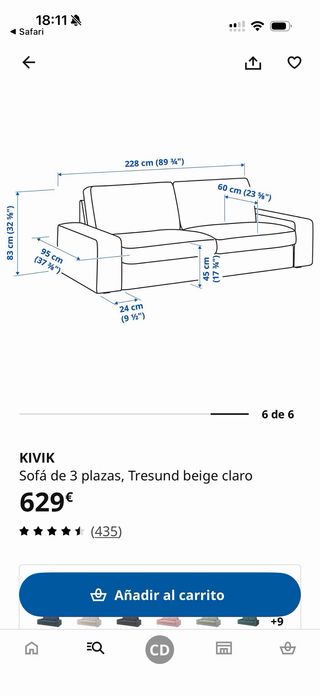 Sofá de tela beige!!