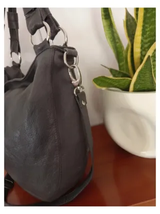 Borsa Artigianale Vera Pelle Grigia