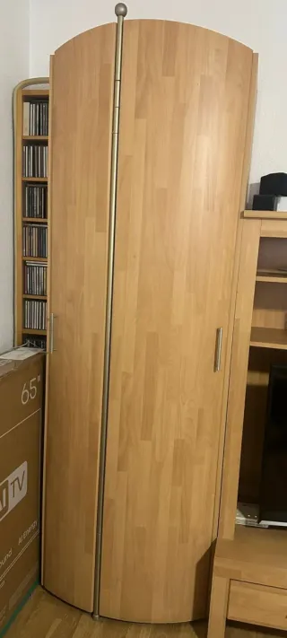 Mueble salón completo madera clara+vitrina+mesa TV