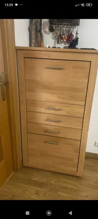 Mueble salón completo madera clara+vitrina+mesa TV