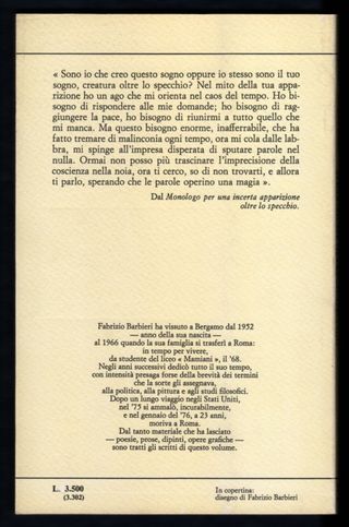 F.Barbieri MONOLOGO PER UNA INCERTA APPARIZIONE...