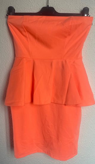 Vestido Zara Naranja Palabra de Honor Peplum