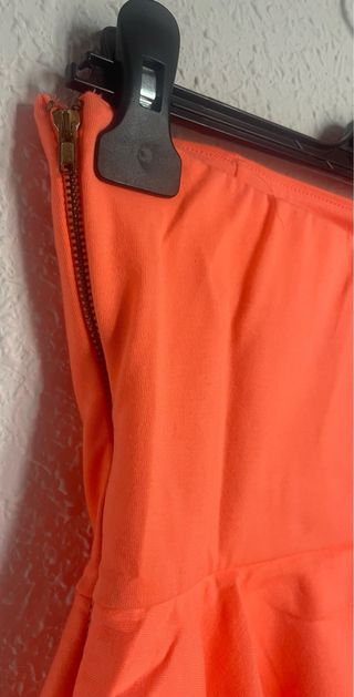 Vestido Zara Naranja Palabra de Honor Peplum