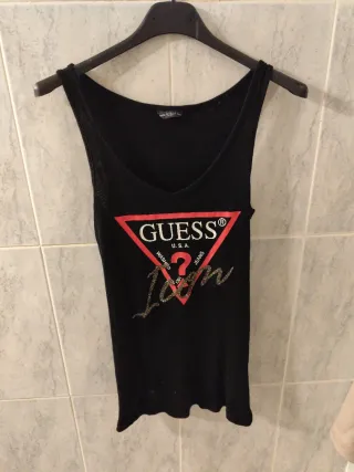 Camiseta sin mangas Guess negra
