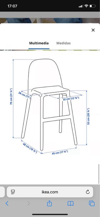 Silla alta / trona  Color blanco Modelo urban ikea
