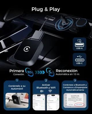 Adaptador Inalámbrico CarPlay/Android Auto