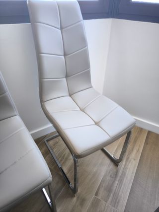 4 Sillas Piel Sintética Beige