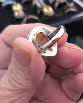 Anillo Plata Piedra Natural Naranja