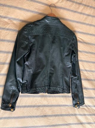 Chaqueta de piel verde Massimo Dutti