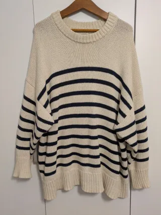 Jersey Oysho rayas beige y azul